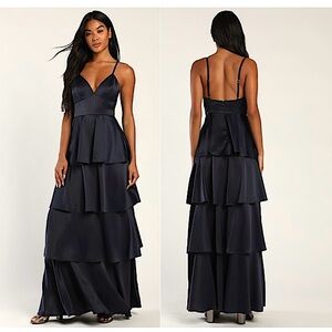 Lulu's Midnight Blue Tiered Maxi Dress